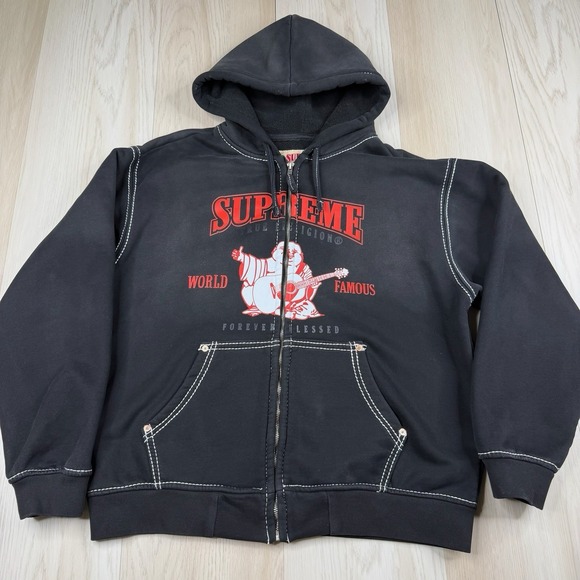 Supreme x True Religion Other - Supreme x True Religion Full Zip Hooded Fleece Graphic Print Hoodie Black Large